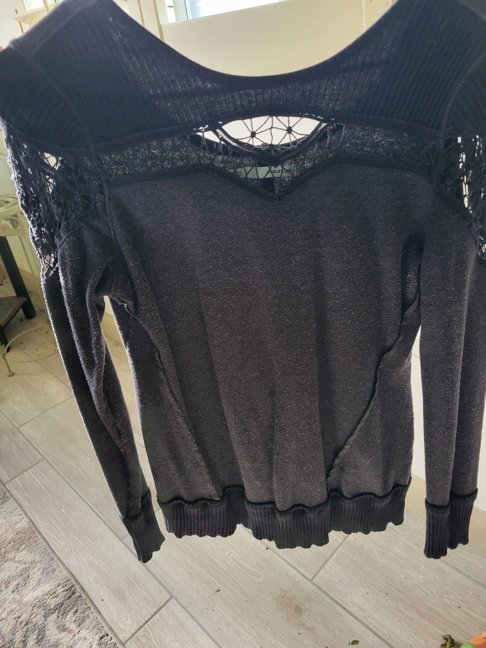 Bundle Of 2 Black Crochet And Sheer Long Sleeve Blouses - Picture 8 of 9